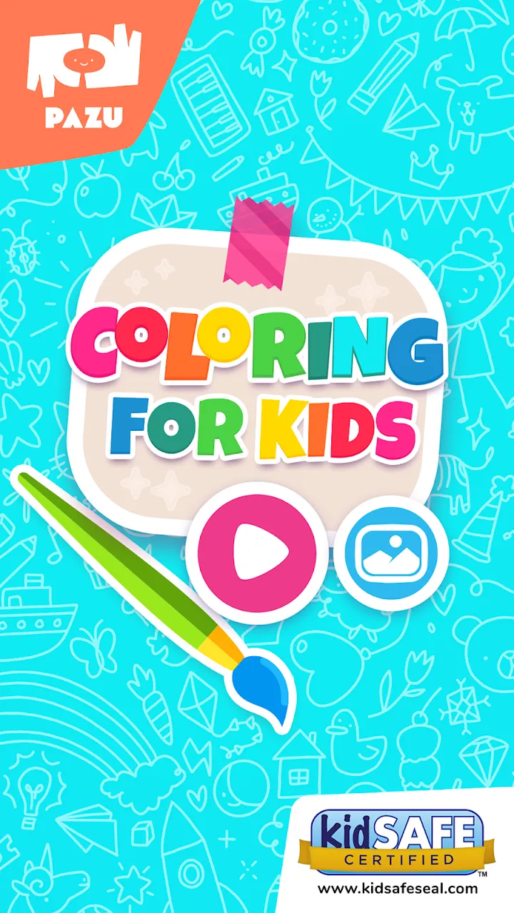 Ecranul de prezentare Coloring for Kids, cu creion și culori vii