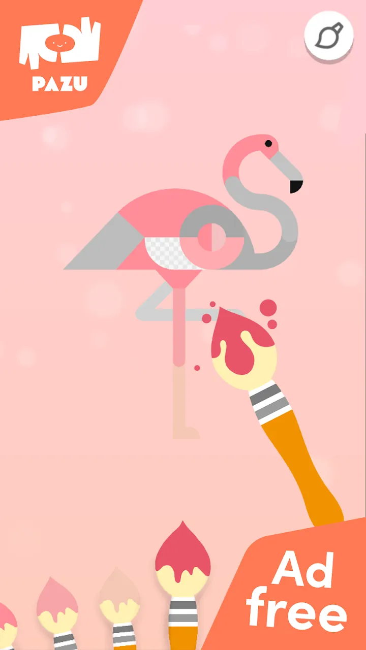 Flamingo roz și pensule pe planșă